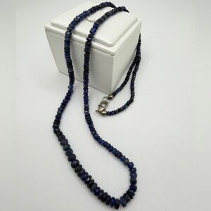 23" D'Joy faceted, rondelle, graduated blue sapphire necklace with 925 clasp!